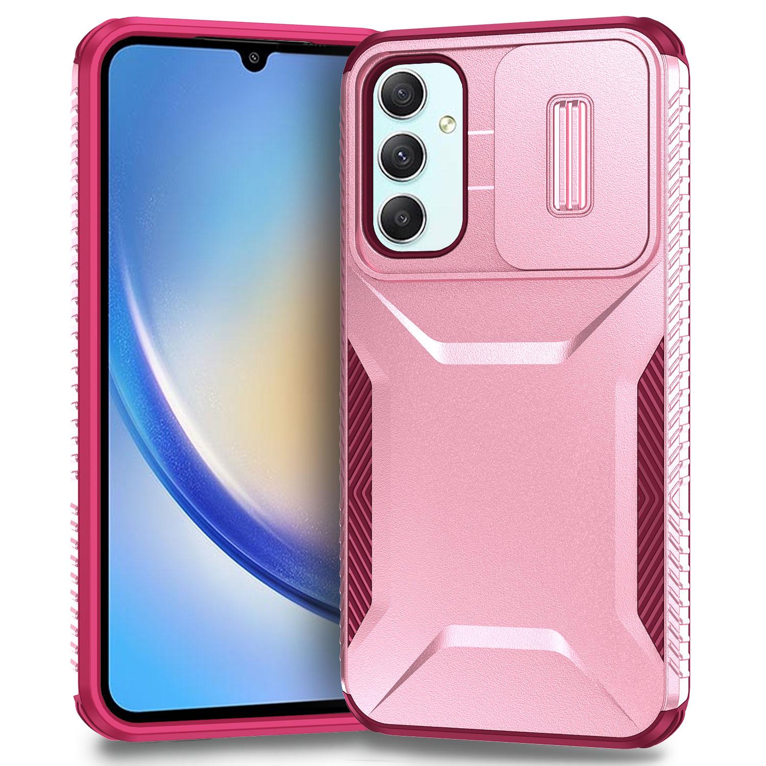 

For Samsung Galaxy A34 5G Case Slide Lens Protection TPU+PC Rugged Phone Cover B