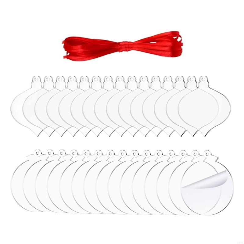 Pack of 25 Clear Blank Acrylic Christmas Tree Ornament for DIY Crafting and Holiday Decors