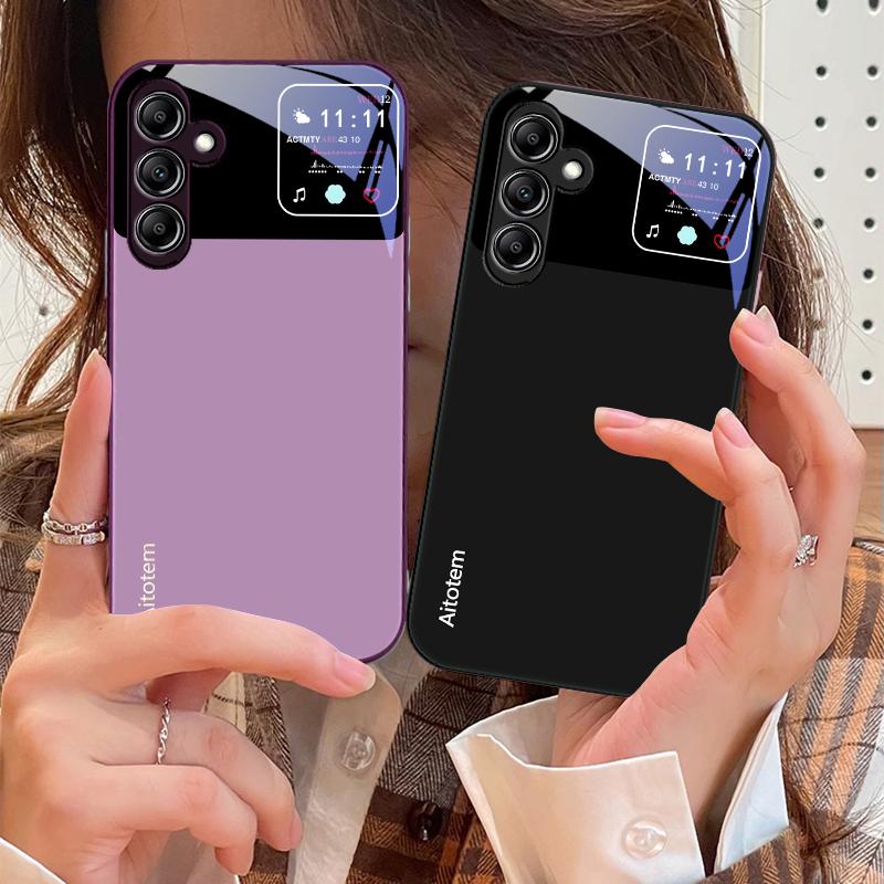 Glass Phone Case For Samsung Galaxy A14 4G 20 30 52 20S 21S 22 A25 32 33 34 42 50 51 53 54 70 71 72 73 5G Liquid Large Window