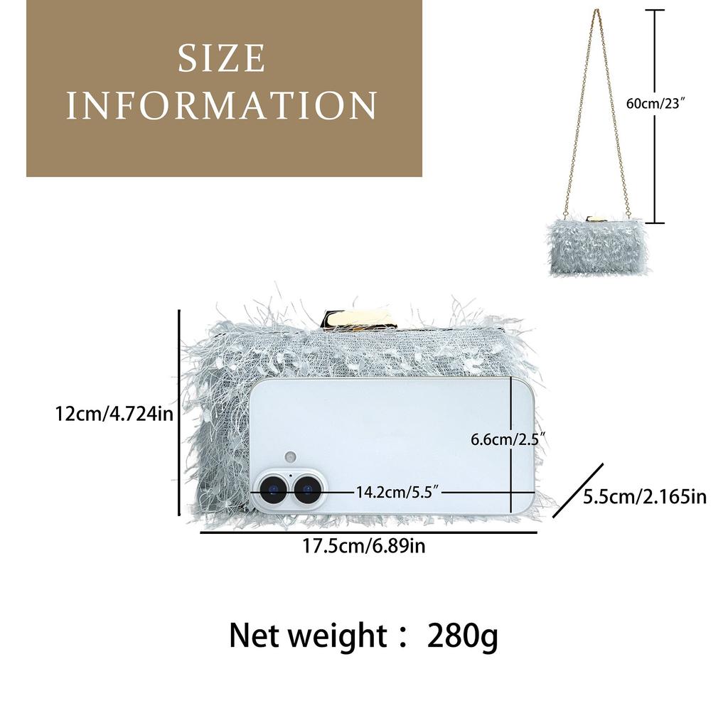 New Fashion Feather Evening Bag for Women,Elegant Shoulder Crossbody Clutch,Mini Phone Bag Makeup Bag