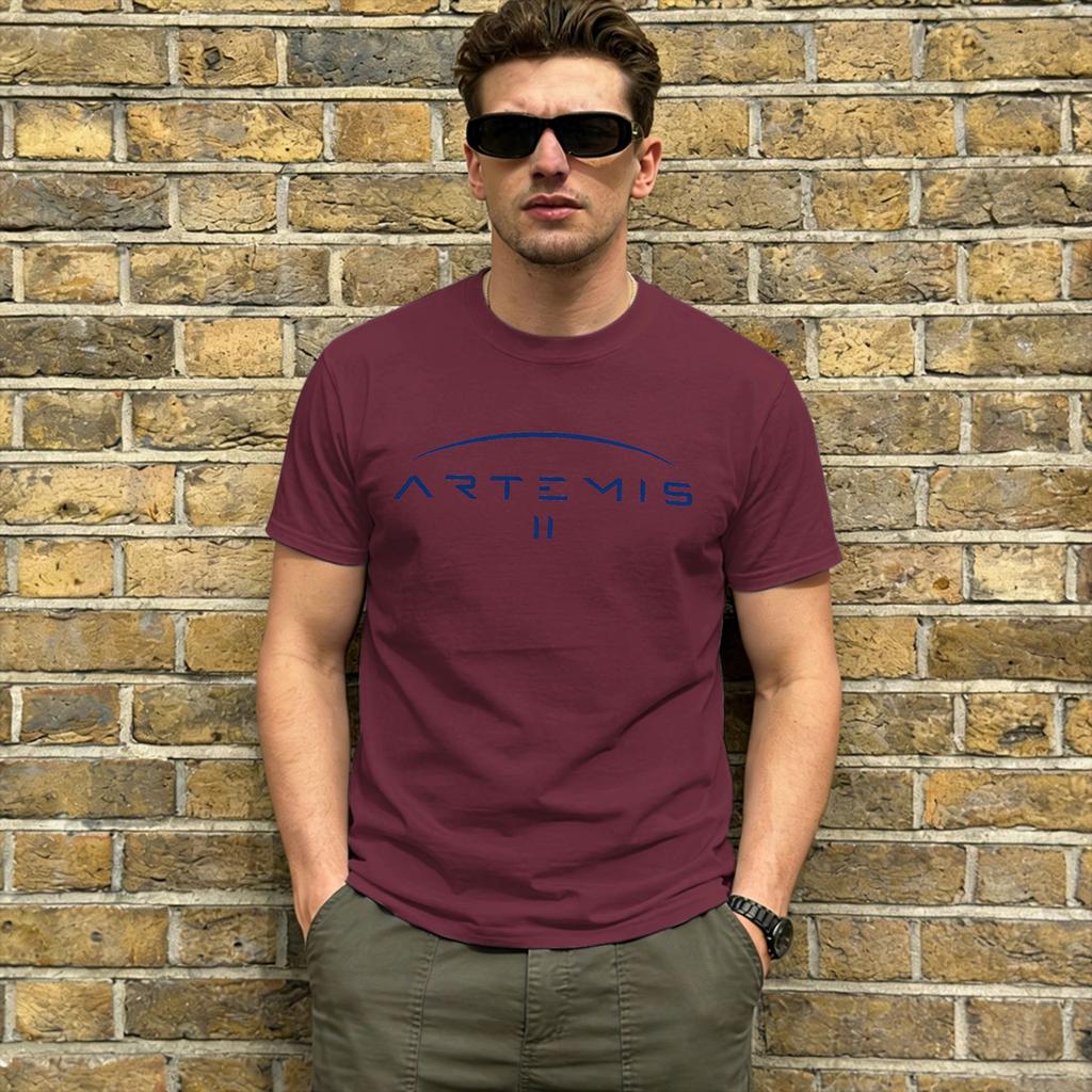 Artemis Ii Moon Mission T Shirts Mens Pure Cotton Casual Tshirts Round Collar Tee Shirt Short Sleeve Clothes Plus Size