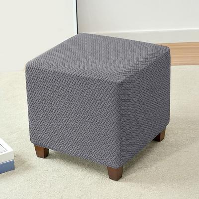 New Solid Color Jacquard Ottoman Cover Velvet Elastic Square Stool Cover T-Shape Soft Footstool Case Living Room