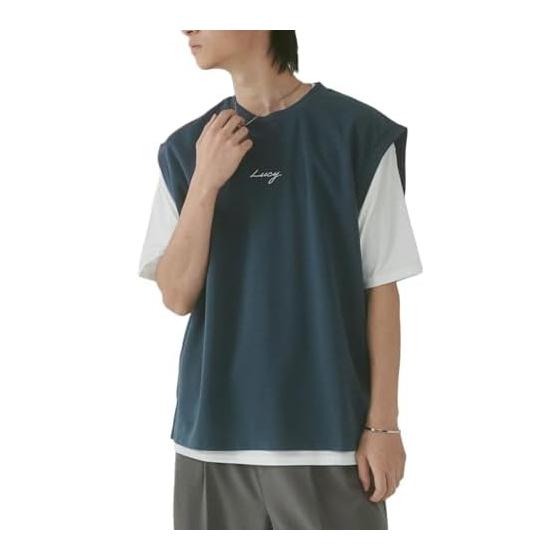 [Wego] Ensemble Vest 2 Piece Set with Inner Short Sleeve T-Shirt Clothes Summer Clothes Autumn Clothes Simple Casual Everyday Use Gift Present Spring