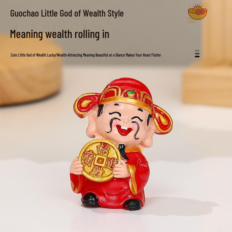 Chinese God of Wealth Figurine for Desktop Decoration - Cute Cultural Gift for Office or Shrine