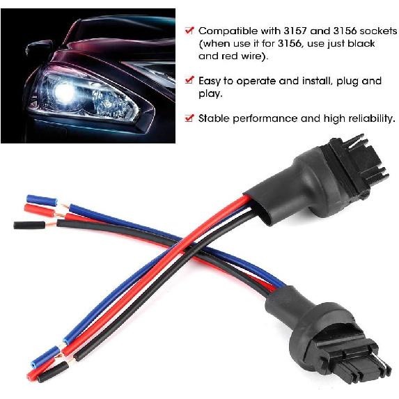 

3157 Car Light Socket Connector, 2-Piece Male Bulb Holder Adapter Extension Wire for Turn Signal, Brake, Tail Lights