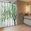 Green Tree Leaf Shower Curtain Machine Washable All Season Waterproof Privacy Protection Nature Design Modern Elevate Your Space