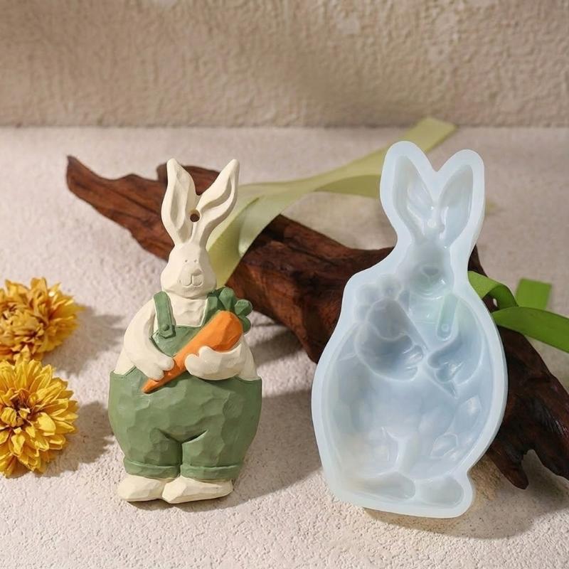 Carrot Rabbit Shape Silicone Making Tool Rabbit Casting Tool for Decorative Candle Making, Gypsum Ornament and Resin Craft
