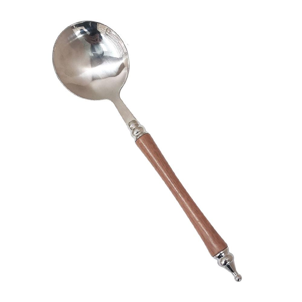 

Gifts Retro Saint Castle Soup Spoon Tableware Kitchen Accessories Gadgets Dessert Spoons Long Handle Stainless Steel Round Spoon коричневий