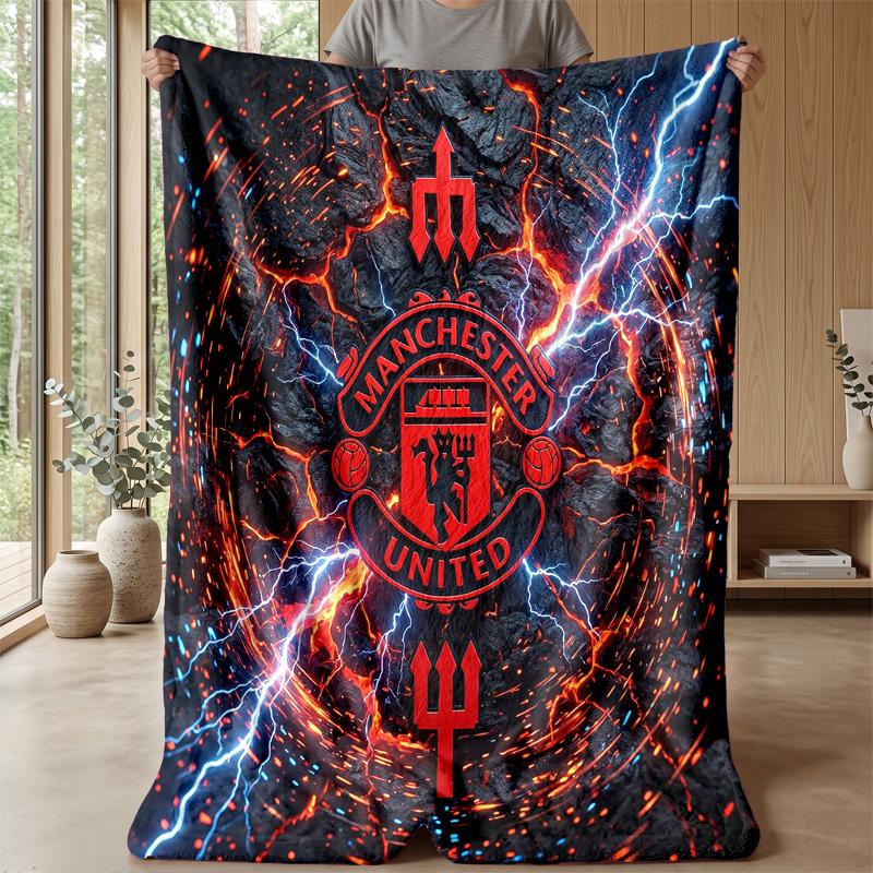 Manchester United Theme Blanket Soft Flannel Blanket Plush Throw Blanket Cozy Sofa Bed Blanket for Home Decor