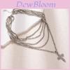 Cross Pendant Necklace Rhinestone Layered Chain For Women Summer