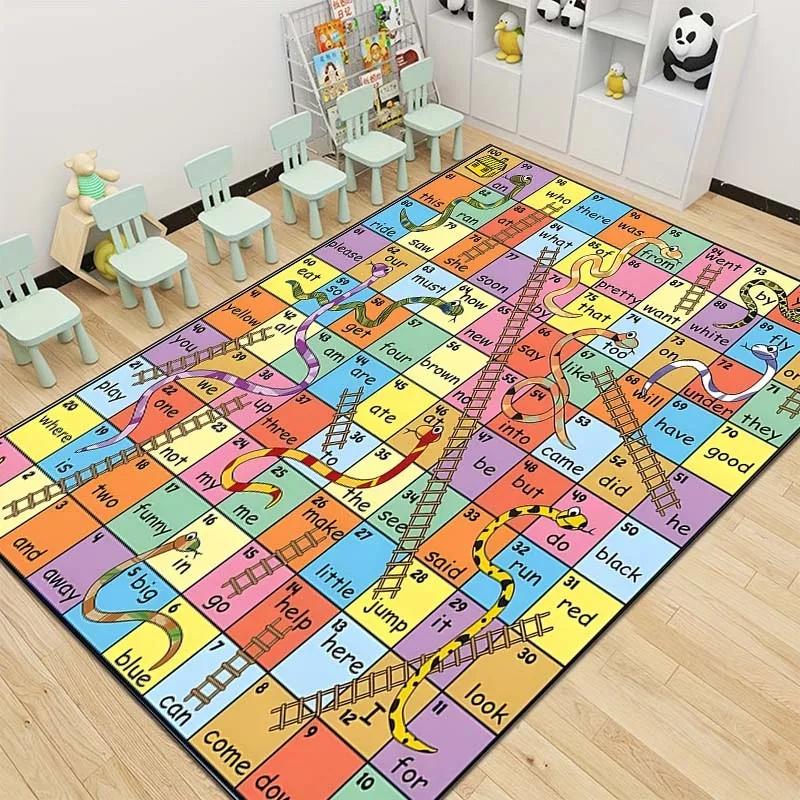 Playful Snakes and Ladders Floor Mat Creative Carpet for Bedroom or Living Room Fun Rug for Dressing Room or Play Area Decor