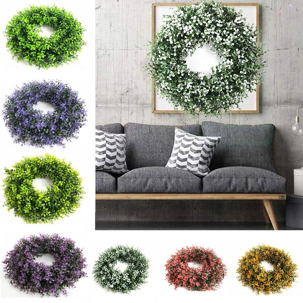 

Round Eucalyptus Wreath Handmade Simulation Eucalyptus Fake Flowers Home