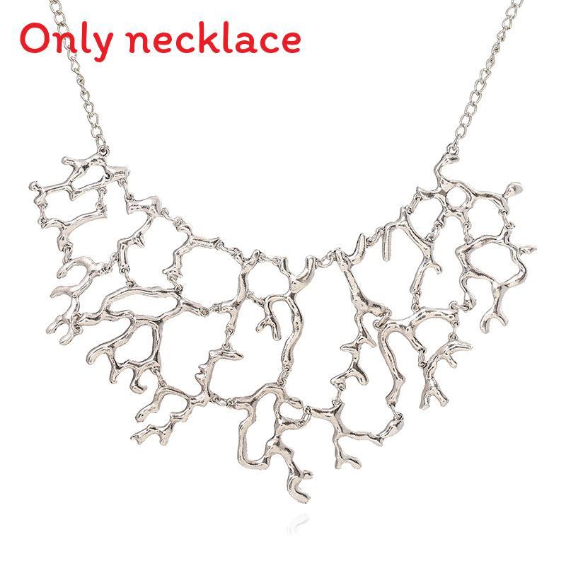 Fashion Solid Color Coral Shaped Women Metal Necklace For Retro Jewelry Lovers