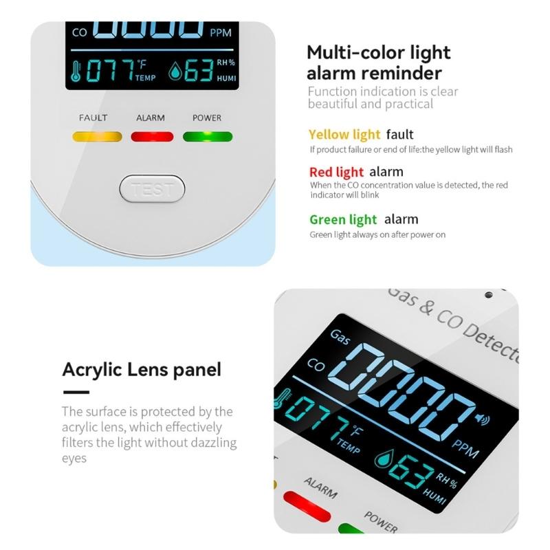 Small Wall Mounted Air Quality Analyzers Detecting Combustible Gas CO Temperature Moisture 105mm Long for Indoor Safety
