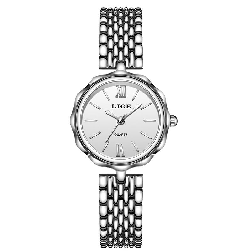 

LIGE Elegant Women Watch Fashion Gold Stainless Steel Quartz Wristwatches Simple Casual Waterproof Watches for Woman Reloj Mujer серебро белый