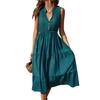 Womens 2026 Summer Sleeveless Shirt Dress Collar Striped V Neck Casual Midi Dresses