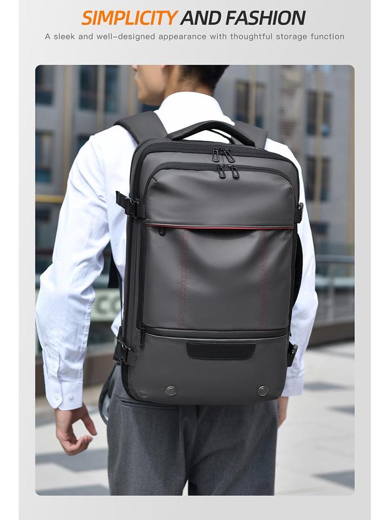 Men's Expandable Business Travel Backpack - Large Capacity & Multifunctional Vacuum Compression Design