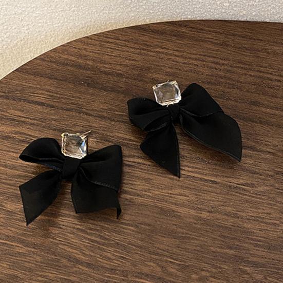 1 Pair Dangle Earrings Bowknot Fabric Jewelry Sweet Long Lasting Earrings for