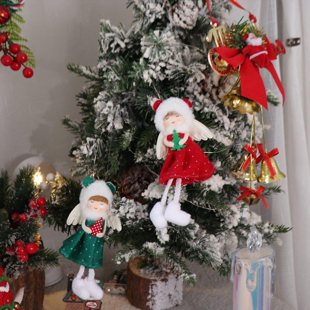 Plush Red Green Christmas Elf Doll Cute Xmas Tree Hanging Angel Pendants New Year