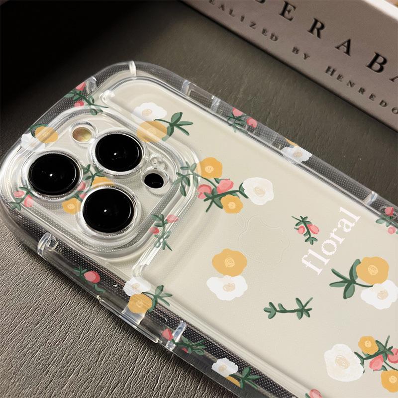 Small fresh yellow flower is suitable for iPhone12promax mobile phone case, Apple 12pro all-inclusive transparent 13 soft case.