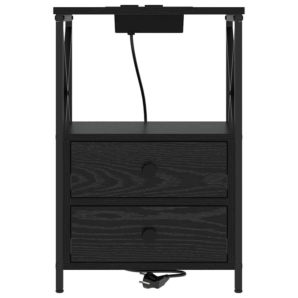 Nightstand Set of 2 Black Oak Effect 40 X 31 X 60 Cm