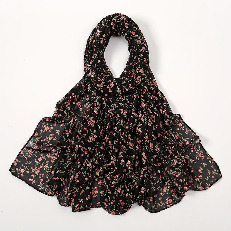 Modischer Blumenmuster Chiffon Schal Für Muslimische Frauen Chiffon Hijab Mode Damen Elegante Lange Schals Wickeltücher Fabrik