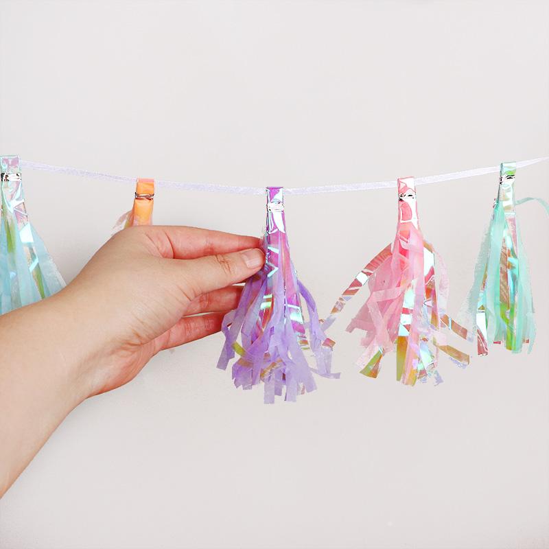 1/2Packs Rainbow Color Paper Tassel Garland For Kids Unicorn Mermaid Birthday Party Decoration Baby Shower Wedding Supplies