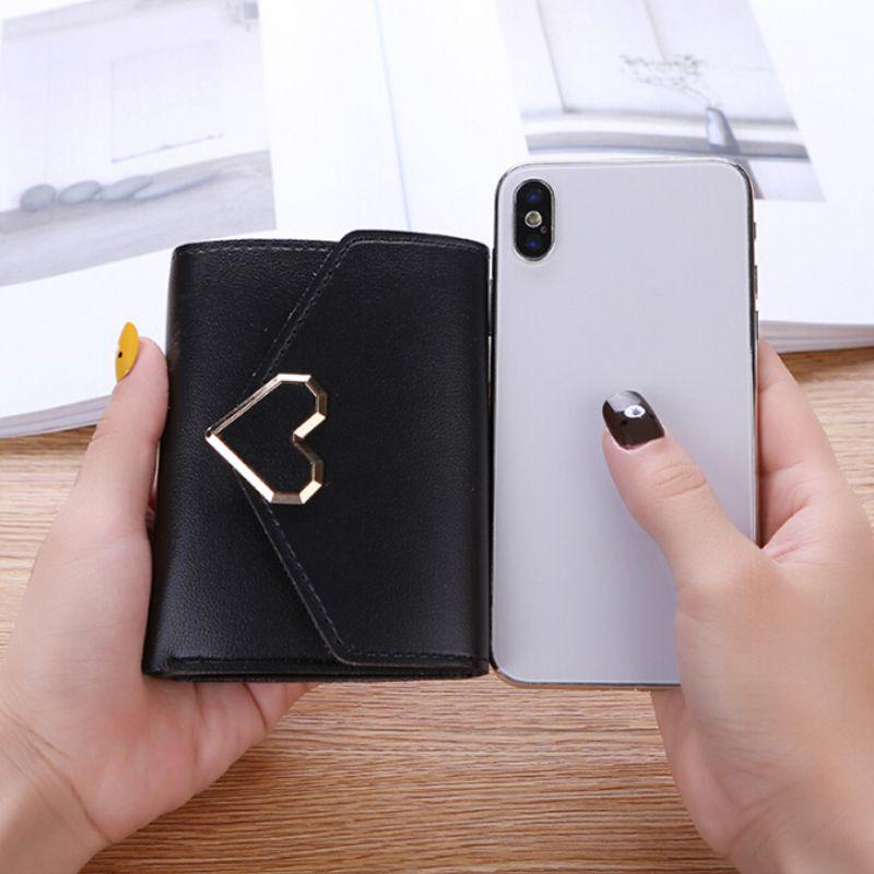 

Жінки металеві серцеподібні короткі прості жінки гаманці три рази гаманець міні монета гаманець власників карток