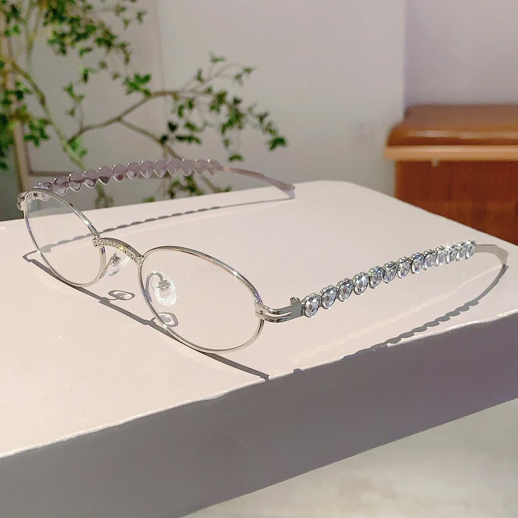 Modne Serce Cyrkonie Błyszczące Odcienie Luksusowa Marka Metalowe Damskie Dekoracyjne Okulary Przeciwsłoneczne Vintage Owalny Design Damskie Okulary Przeciwsłoneczne