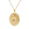 Flower Carved Pendant Necklaces Oval Keepsake Collar Delicate Photo Locket