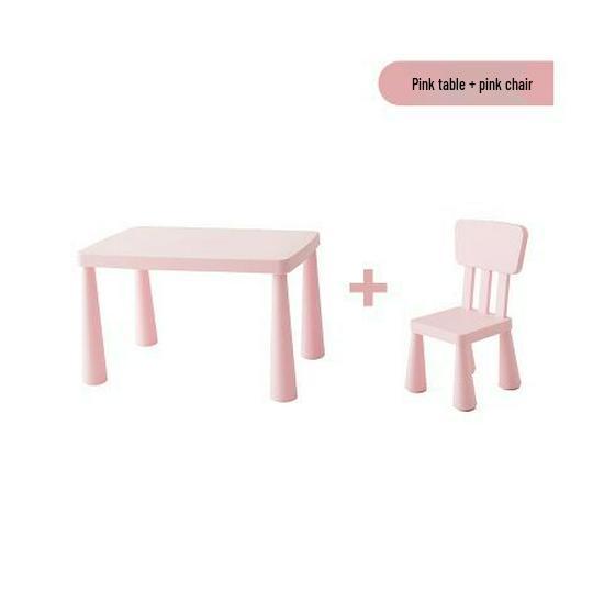 Nordic Style Kids' Plastic Table & Chair Set for Kindergarten - Rilakkuma Design Learning Desk.