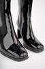 Women Modern Stylish Fashion Boots Boots Faux Leather Black Patent Leather Heeled Boots Square Toe