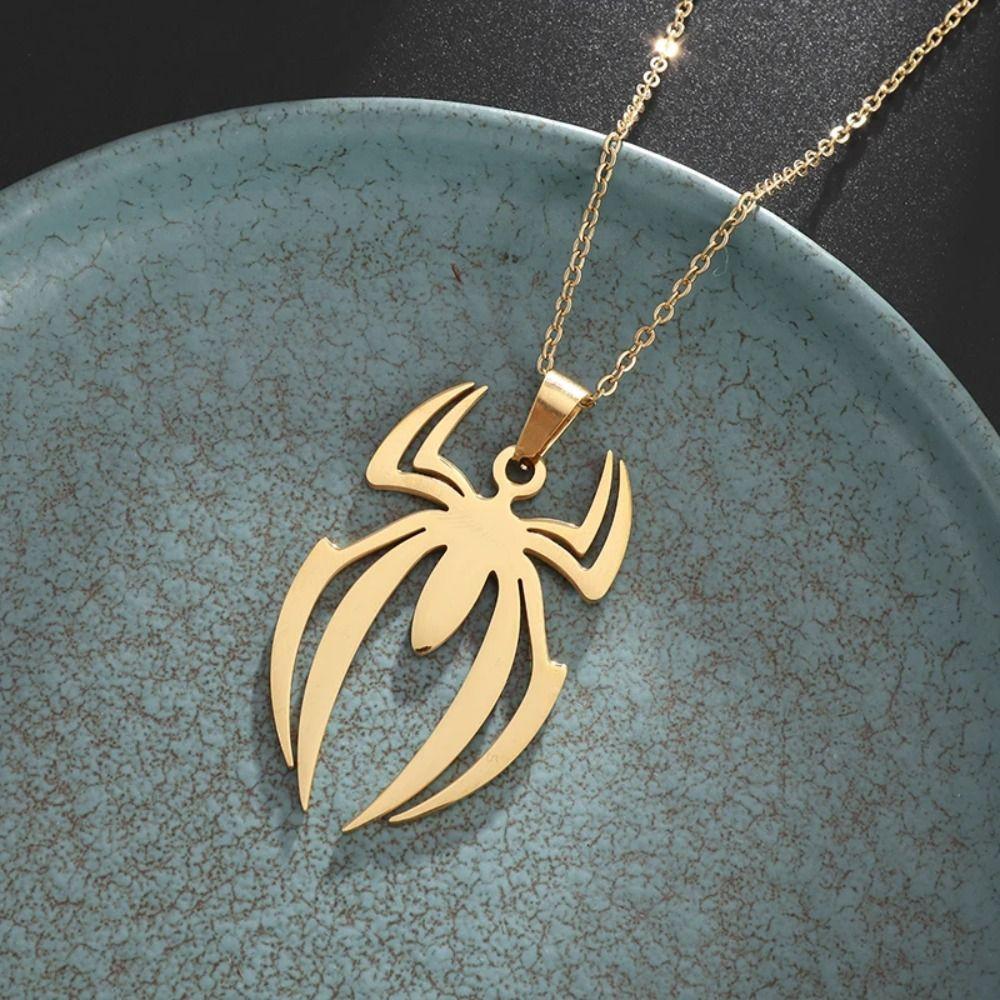 Halloween Spider Pendant Ancient Gothic Neck Chains Hip Hop Insect Vintage Necklace  Jewelry Gift