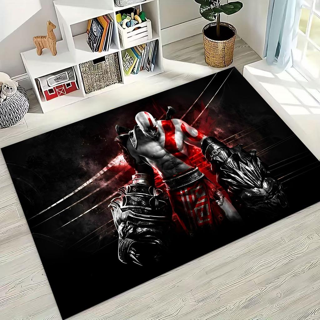 Classics God of War Kratos 3A Game Gamer Rug for Bedroom Living Room Sofa Home Doormat Decor, Large Kids Play Non-slip Floor Mat