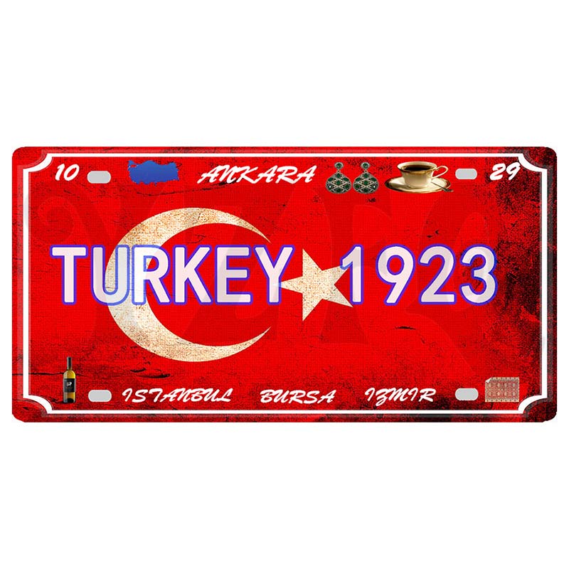 YZFQ Istanbul Turecko Cestování Město Kovový Značka Plakátová Deska Pro Zeď Restaurace Bar Řemesla Domácí Dekorace 30X15CM DC-1612A