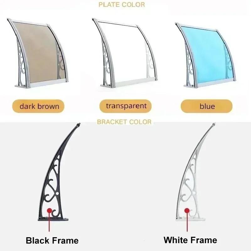 Awning Canopy Aluminum Alloy PC Board Canopy Rain and UV Protection Large Sink Silent Eaves Awning Pergola Aluminium