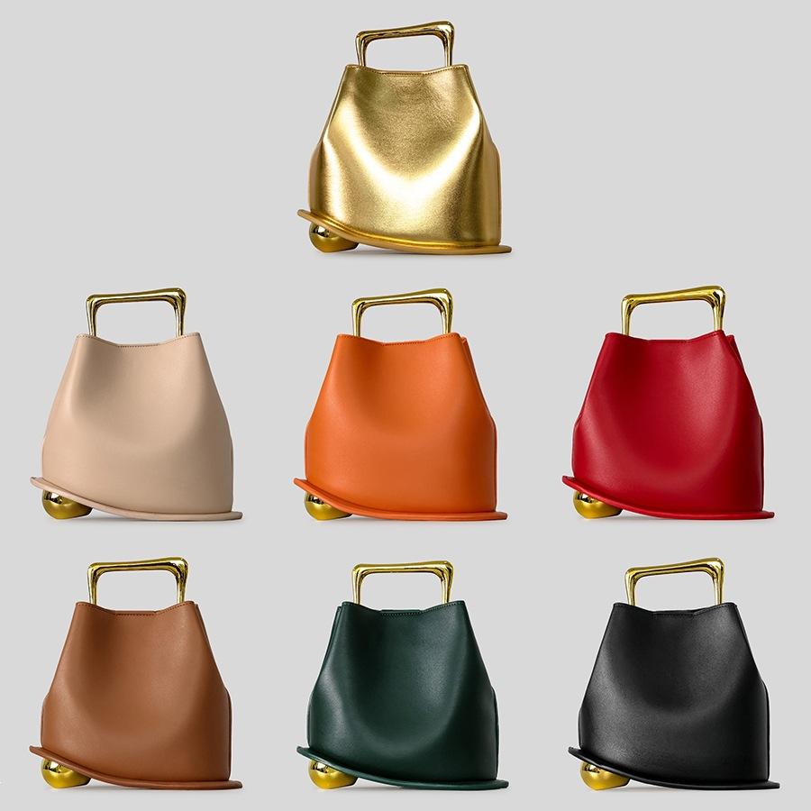 Leichter Luxus Mode Metall Tragbar Unregelmäßige Eimer Tasche Texturierte Bankett Tasche Damen Handtasche