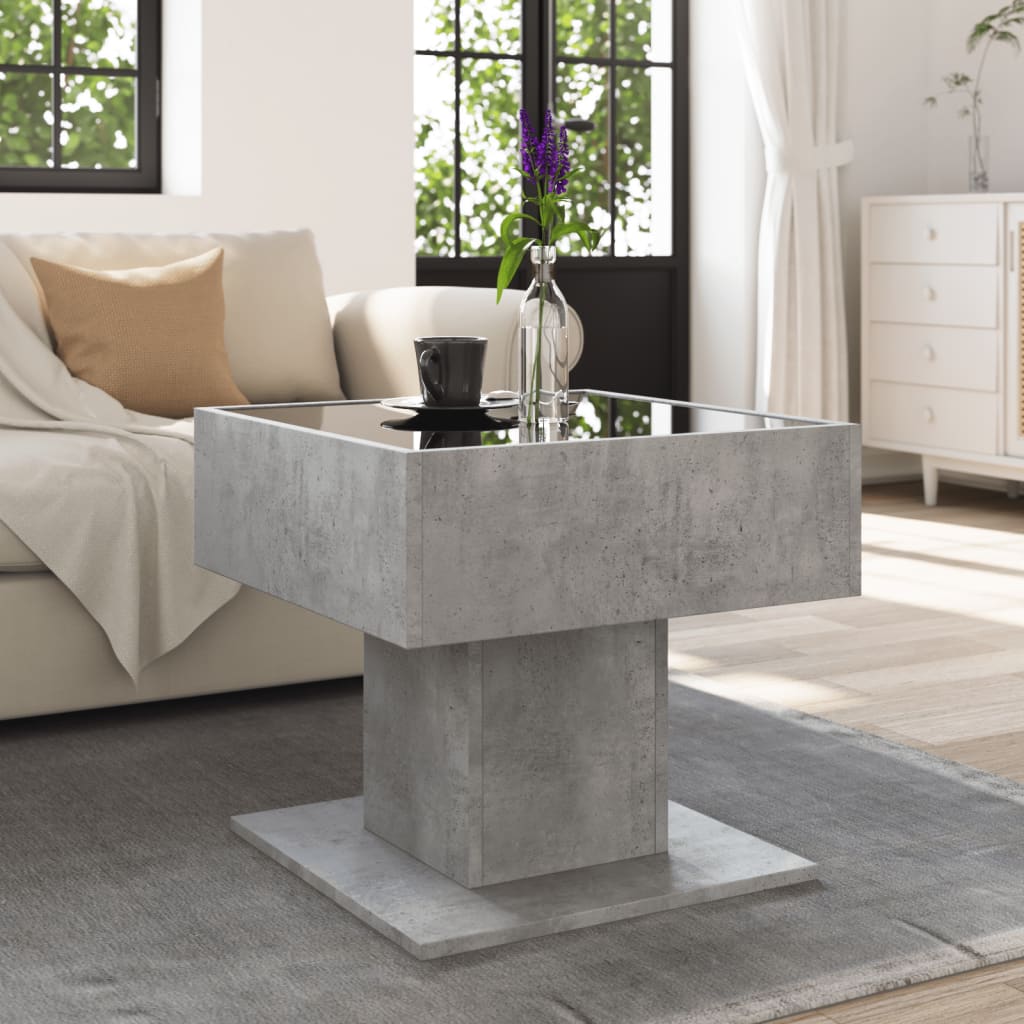 LED Coffee Table Concrete Grey 50 x 50 x 45 cm Particleboard