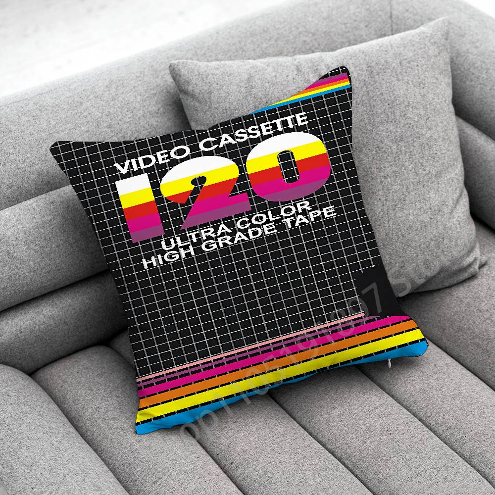 Retro VHS Video Tape Cassette Throw Pillow Case For 50x50cm 40x40cm 55x55cm 45x45cm 30x30cm Square Bedroom Pillowcase Cover