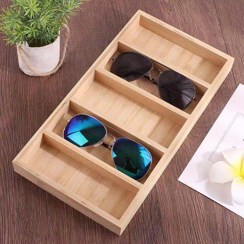 Bamboo & Wood Eyeglasses Tray and Sunglasses Holder Display Stand