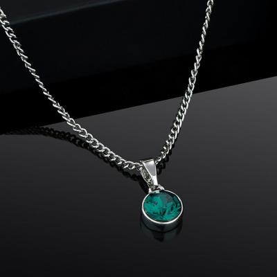 Emerald Pendant with Rhodium Plated and Austrian Crystals for Women/Girls
