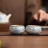 Ru Kiln Blue and White Pu'er Cup Teacup Single Ceramic Master Cup Personal Special Simple Tea Tasting Cup Kung Fu Tea Set