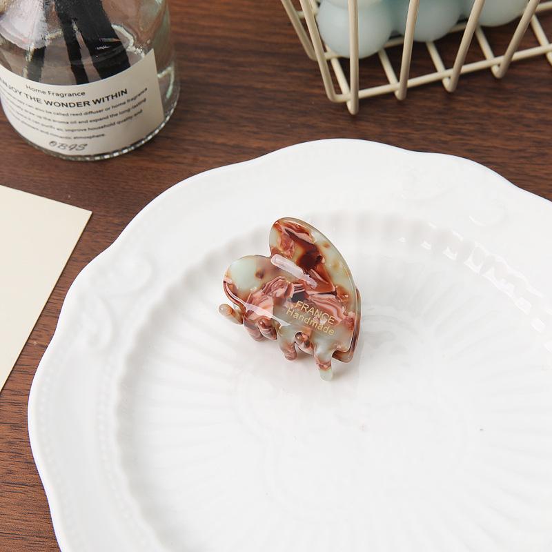 French Heart Hairpin: Chic Acetic Acid Half-Tied Clip, Stylish Shark Design for Women