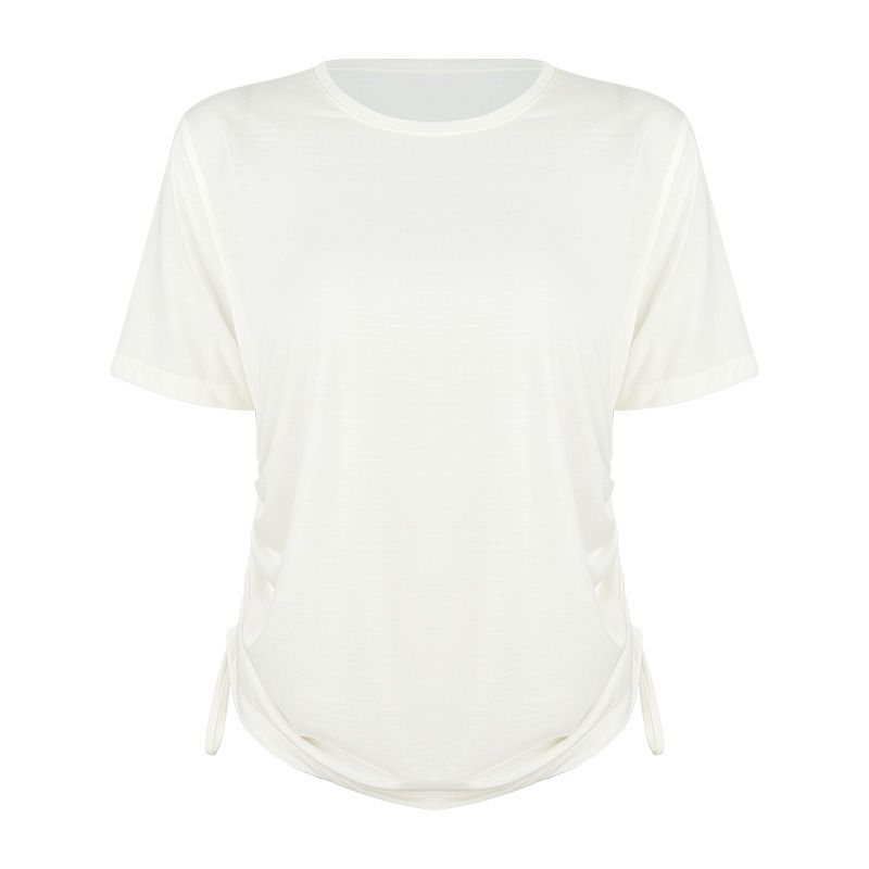 

Summer 2025 New Yoga Clothes Women s Sports T-shirt Lightweight Sports Tops Moisture Absorption Quick-Drying Loose Fitness Short Sleeve Elastic Sugar Cream L