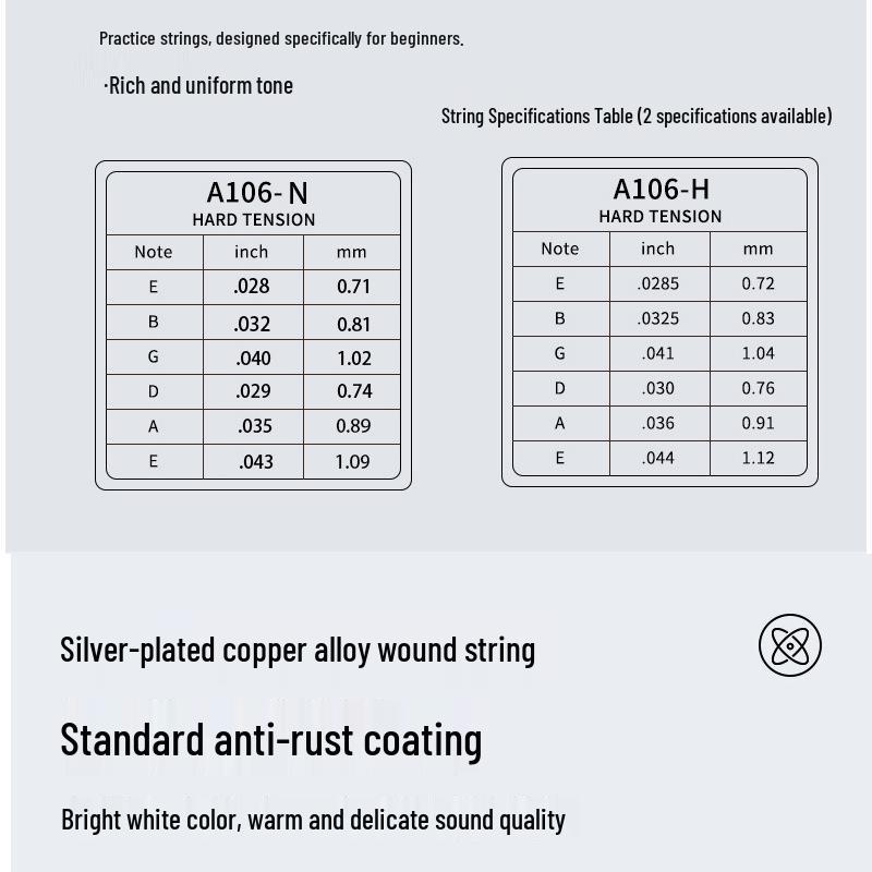 Alice AC106 High Tension Classical Guitar Strings, Nylon, Anti-rust Coating, Full Set of 6.