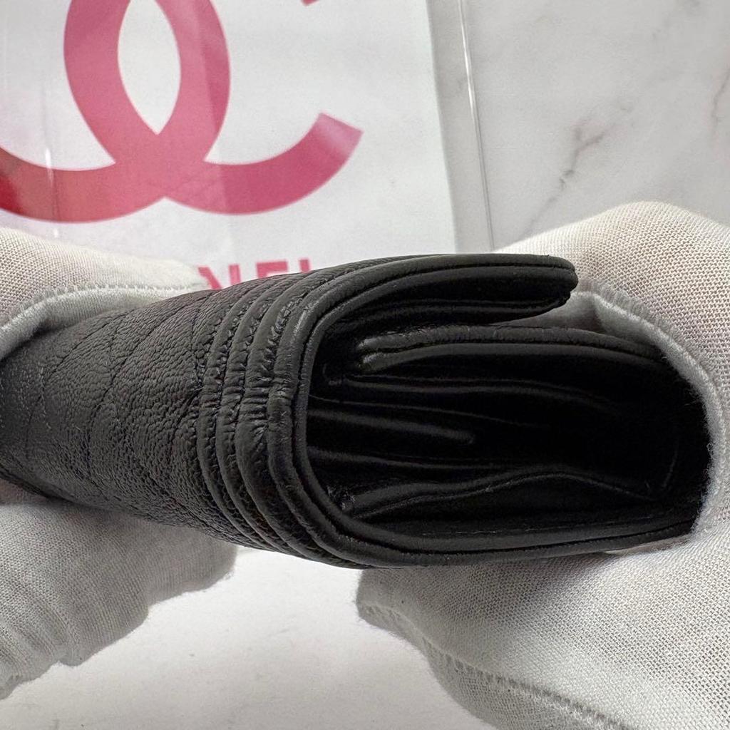 Used CHANEL Boy Chanel Trifold Wallet Caviar Skin Black