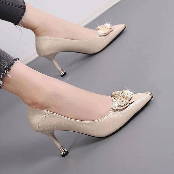 Damen Frühling Herbst Weiche Leder High Heels Echtes Leder Stiletto Schuhe Strass Schmetterling Schuhe für Büro Damen