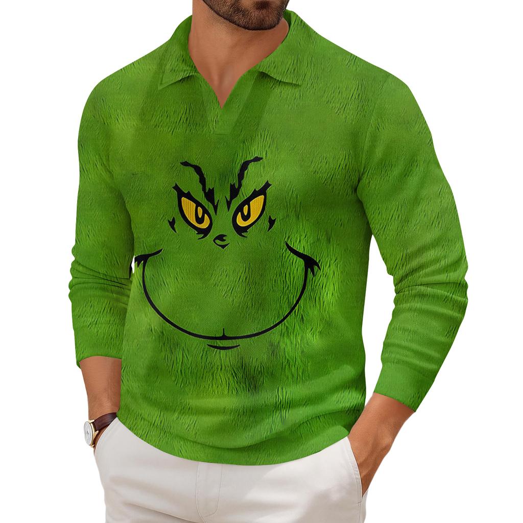 Men's Casual Collared Long-Sleeve Knit Base Layer Top