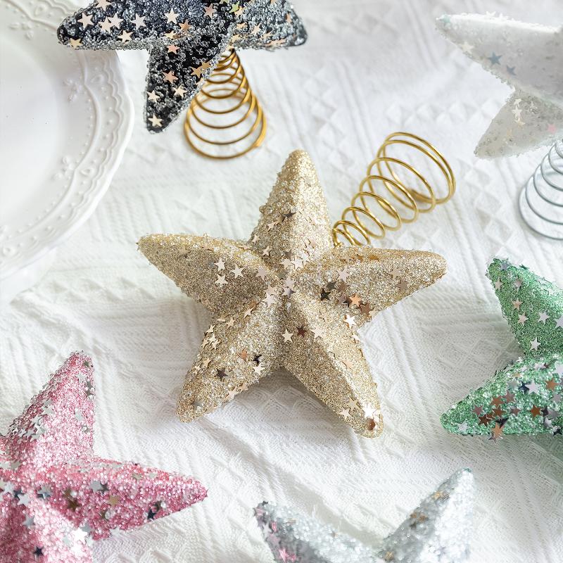 Christmas Glowing Tree Topper Five-Pointed Star Shining Lamp Xmas Colorful Topstar Ornaments Navidad Decora