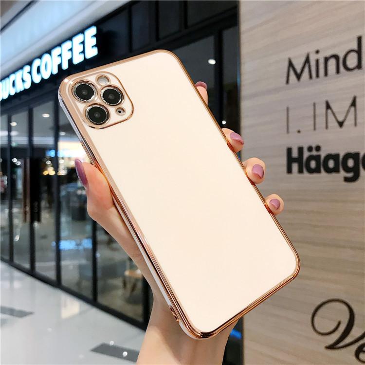 Anwendbar für iPhone14 einfarbig gerade Kante Galvanik TPU Handyhülle Apple 15 Silikon 6D Lasergravur All-inclusive 13 weiche Hülle